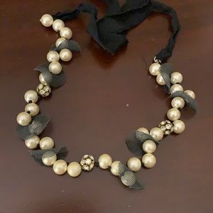 J. Crew Pearl and Bead Choker Necklace with tie back